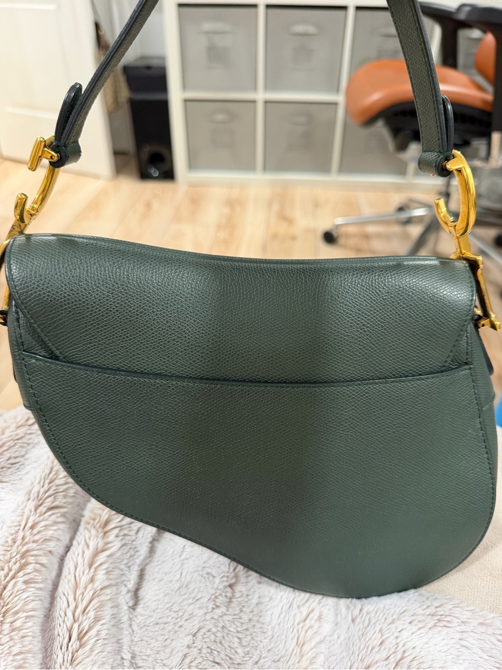 Dior Forest Green Saddle Crossbody with Gold 'D' Charm - Picture 2 of 14